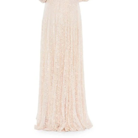 MAC DUGGAL 93679 METTALIC EMBROIDERED LACE A-LINE LIGHT ROSE GOWN sz 6 - Picture 5 of 5